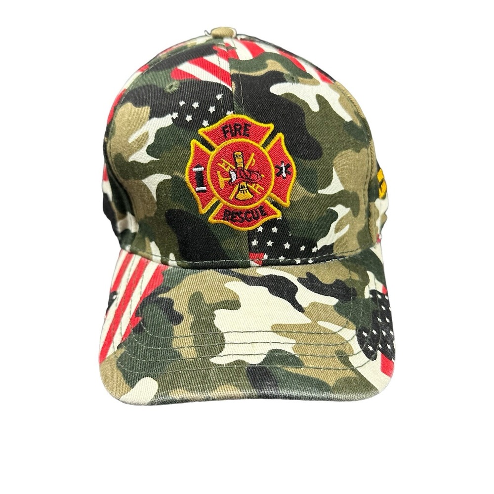 Camouflage Fire Rescue USA SnapBack Hat‎ Morris Fire Protection Cap America